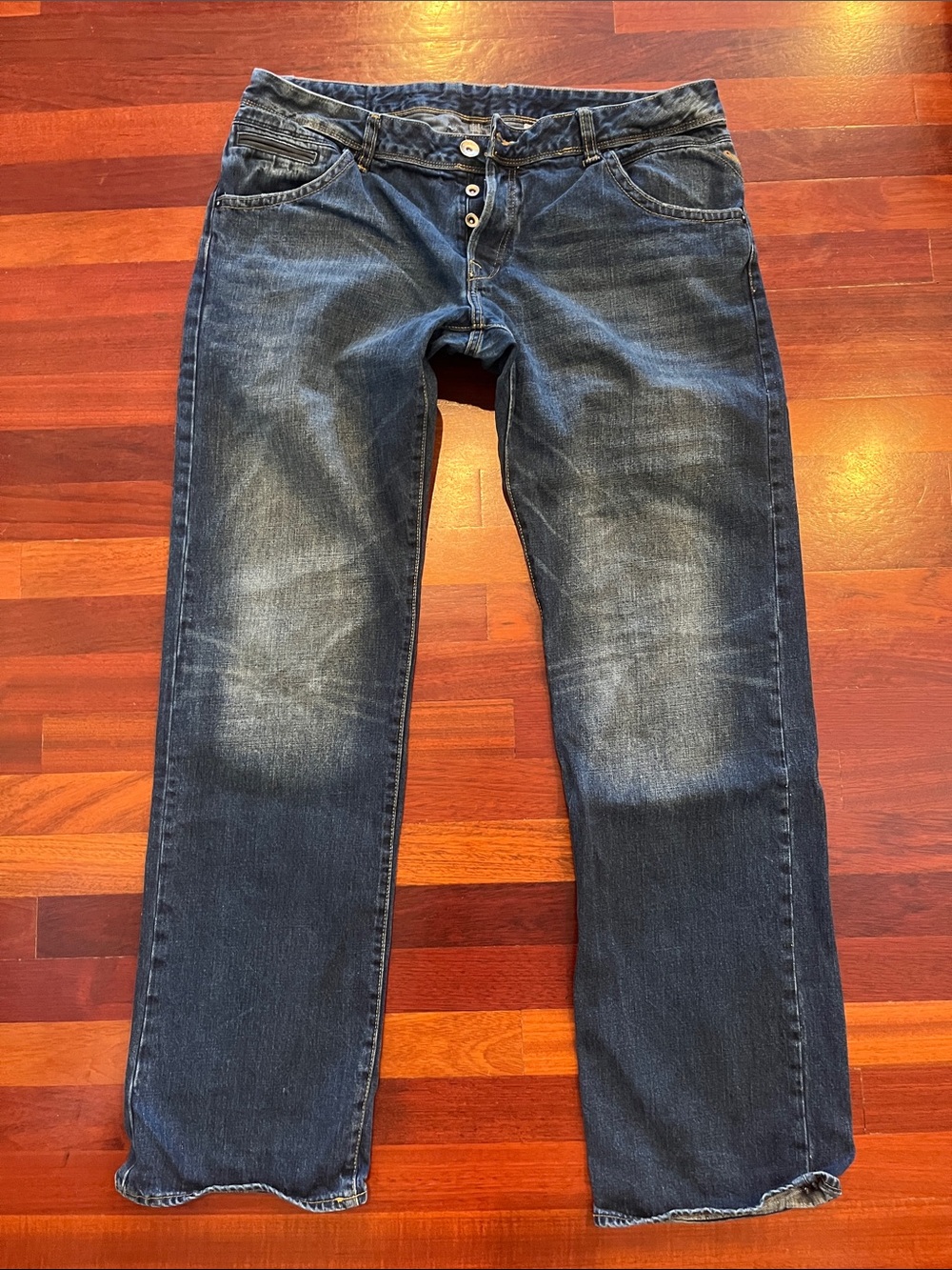 Mens 38x36 H&M Relaxed Low Waist Blue Jeans 100% cotton